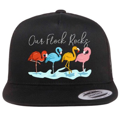 Our Flock Rocks Flamingos Lover Family Flatbill Hat