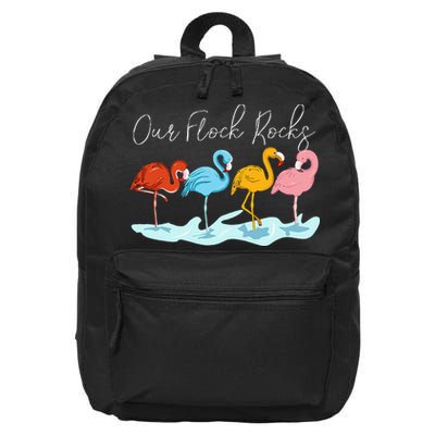 Our Flock Rocks Flamingos Lover Family 16 in Basic Backpack