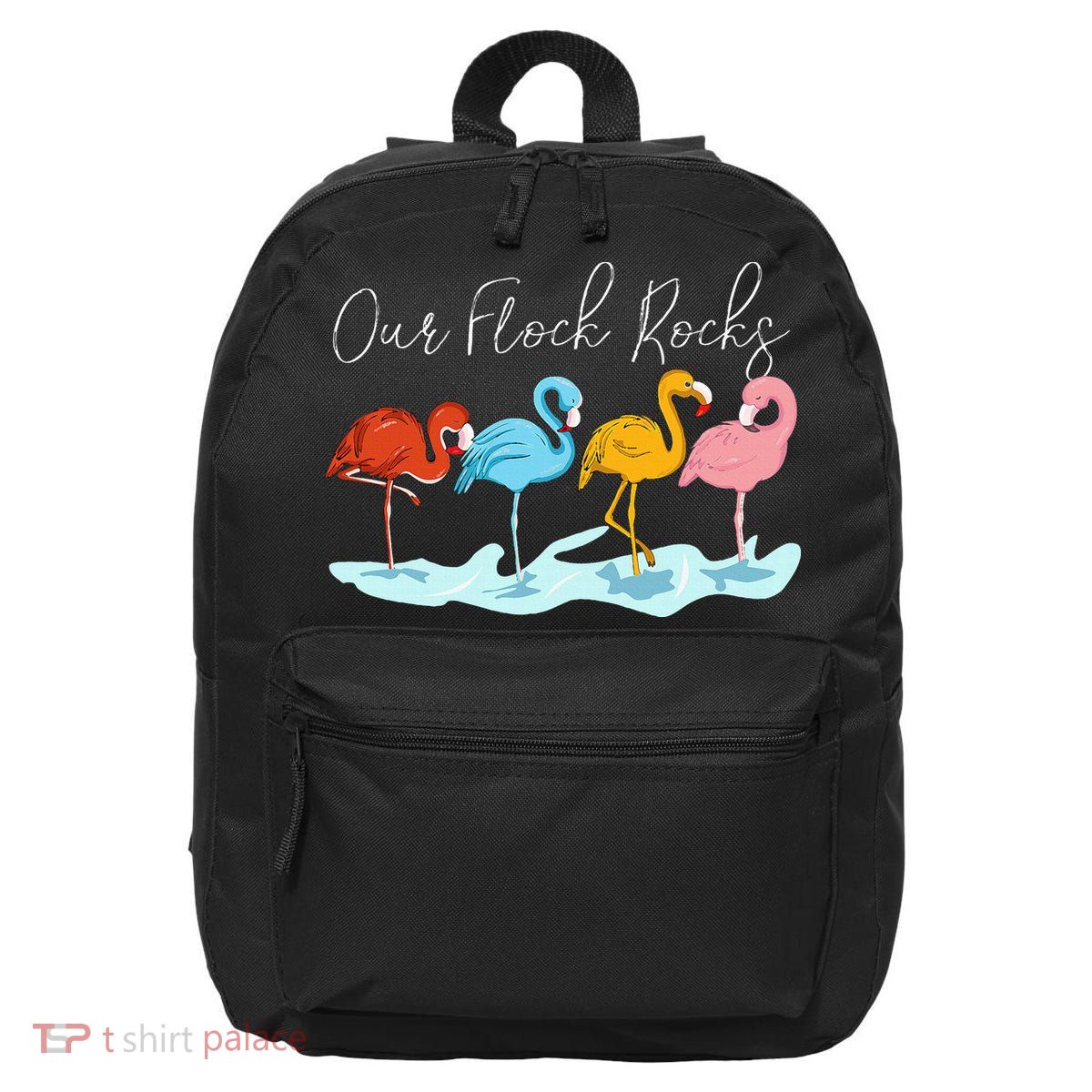 Our Flock Rocks Flamingos Lover Family 16 in Basic Backpack