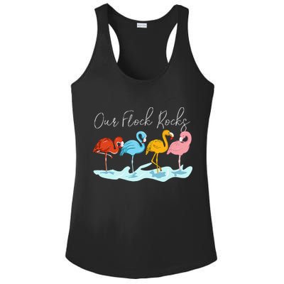Our Flock Rocks Flamingos Lover Family Ladies PosiCharge Competitor Racerback Tank