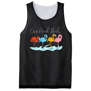 Our Flock Rocks Flamingos Lover Family Mesh Reversible Basketball Jersey Tank