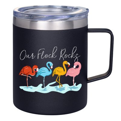 Our Flock Rocks Flamingos Lover Family 12oz Stainless Steel Coffee Mug