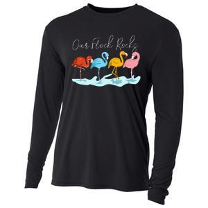 Our Flock Rocks Flamingos Lover Family Cooling Performance Long Sleeve Crew