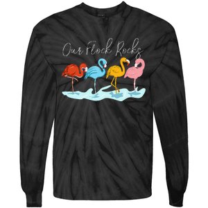 Our Flock Rocks Flamingos Lover Family Tie-Dye Long Sleeve Shirt