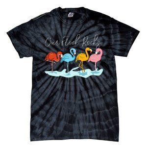 Our Flock Rocks Flamingos Lover Family Tie-Dye T-Shirt