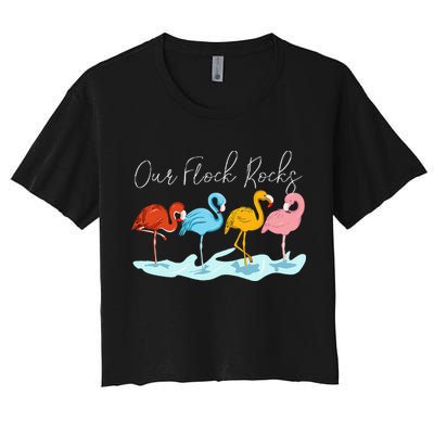 Our Flock Rocks Flamingos Lover Family Crop Top