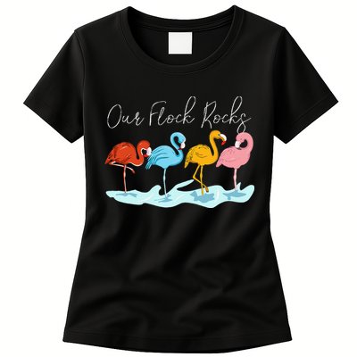 Our Flock Rocks Flamingos Lover Family Womens T-Shirt