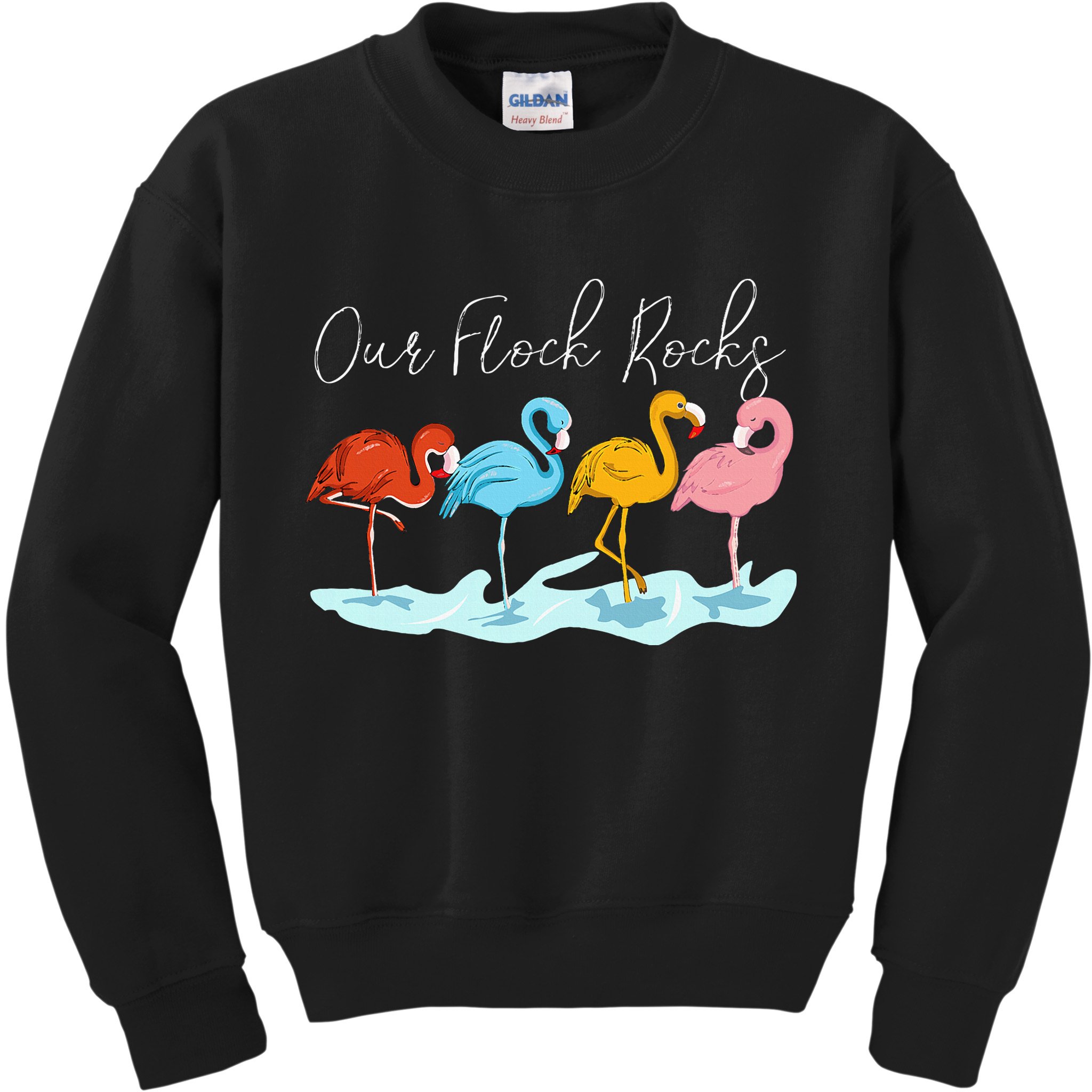 Our Flock Rocks Flamingos Lover Family Kids Sweatshirt