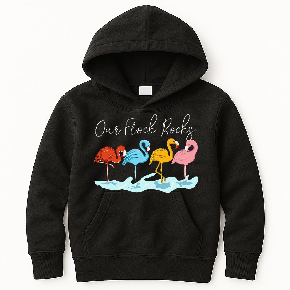 Our Flock Rocks Flamingos Lover Family Kids Hoodie