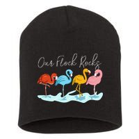 Our Flock Rocks Flamingos Lover Family Short Acrylic Beanie