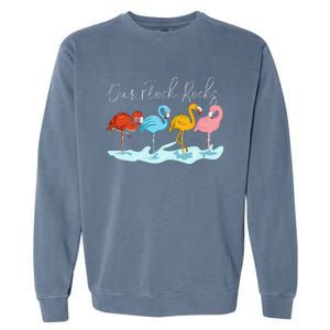 Our Flock Rocks Flamingos Lover Family Garment-Dyed Sweatshirt