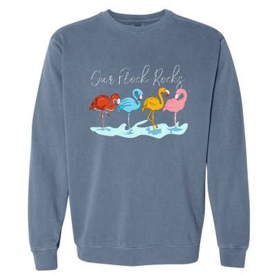 Our Flock Rocks Flamingos Lover Family Garment-Dyed Sweatshirt