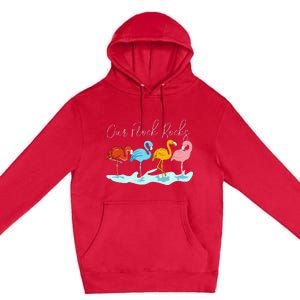 Our Flock Rocks Flamingos Lover Family Premium Pullover Hoodie