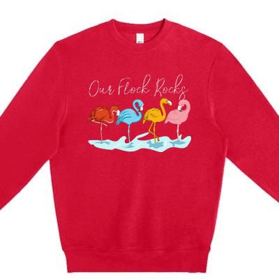 Our Flock Rocks Flamingos Lover Family Premium Crewneck Sweatshirt