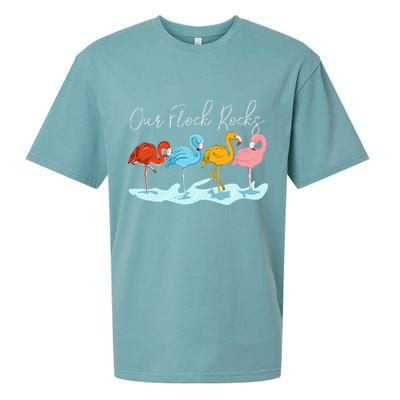 Our Flock Rocks Flamingos Lover Family Sueded Cloud Jersey T-Shirt