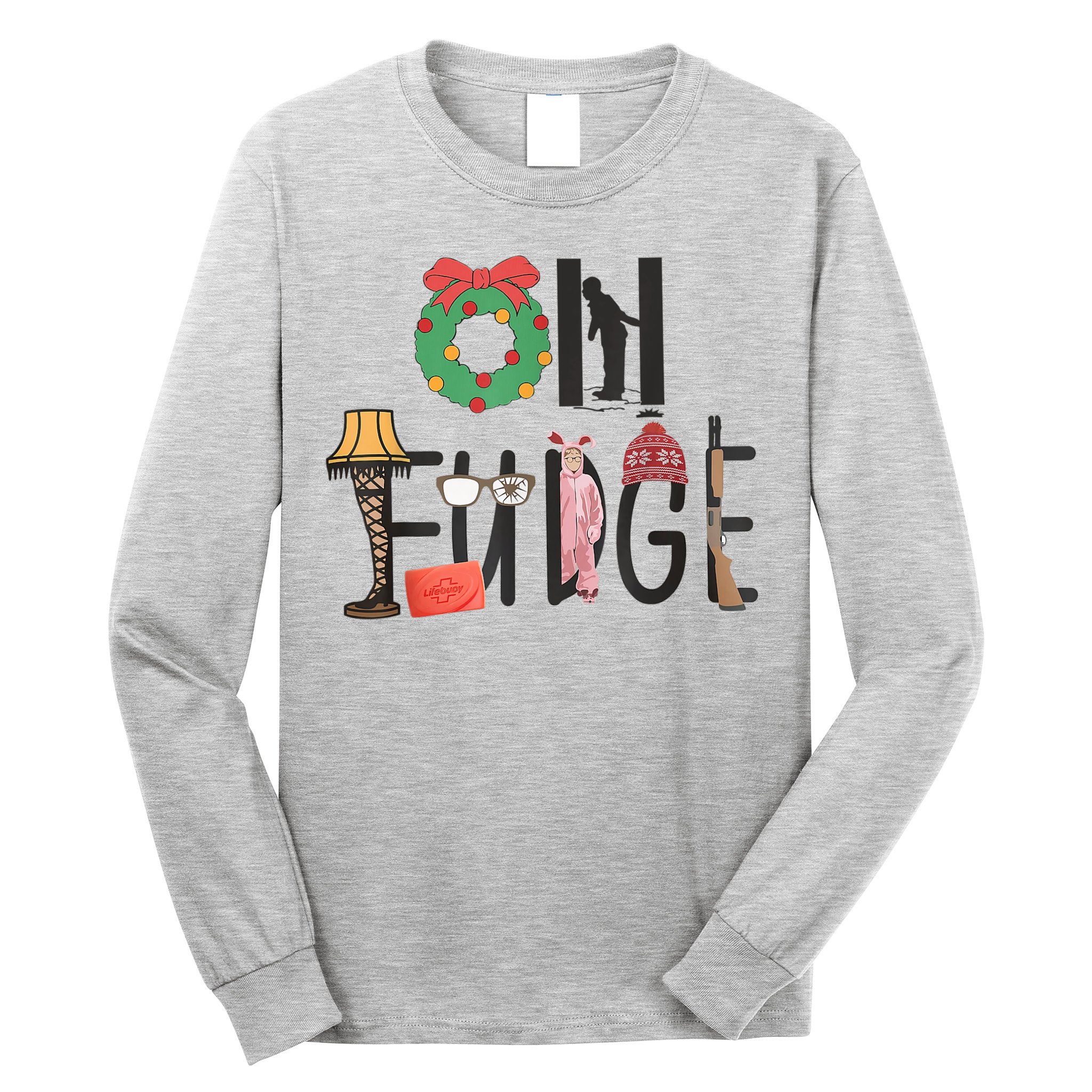 Oh Fudge Santa Hat Christmas Story Family Christmas Long Sleeve Shirt
