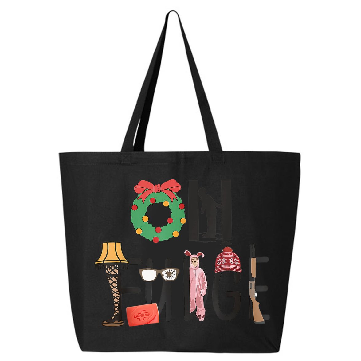 Oh Fudge Santa Hat Christmas Story Family Christmas 25L Jumbo Tote