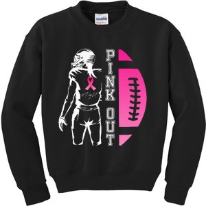 Out Football Team Breast Cancer Awareness Month Kids Sweatshirt