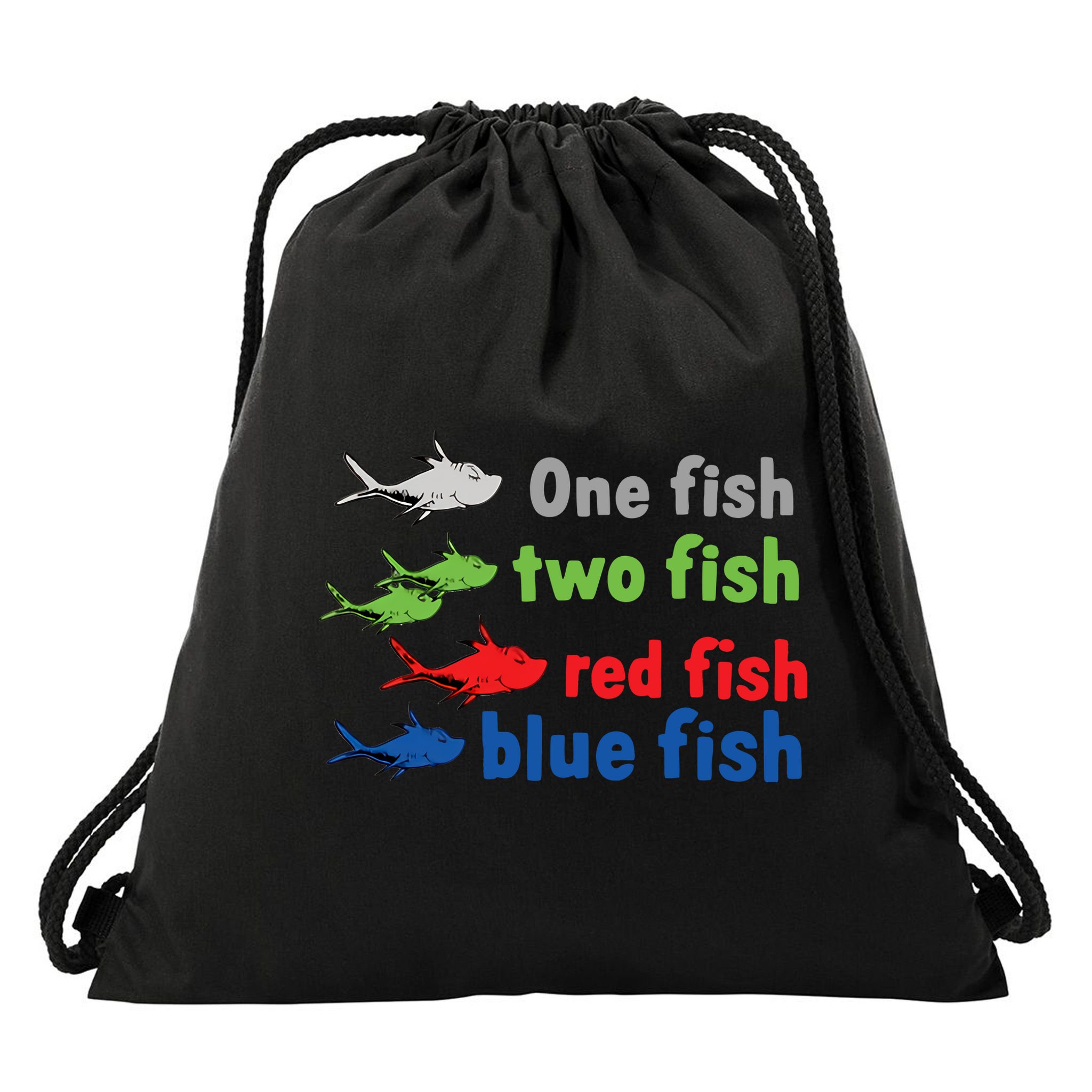 One Fish Two Fish Red Fish Blue Fish Teacher Reading Week Drawstring Bag