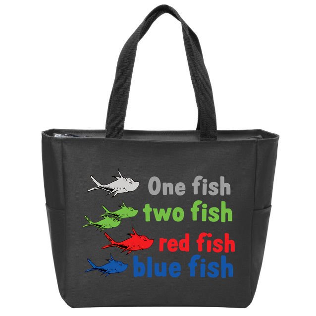 One Fish Two Fish Red Fish Blue Fish Teacher Reading Week Zip Tote Bag
