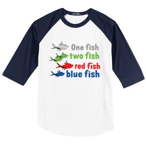 One Fish Two Fish Red Fish Blue Fish Teacher Reading Week Baseball Sleeve Shirt