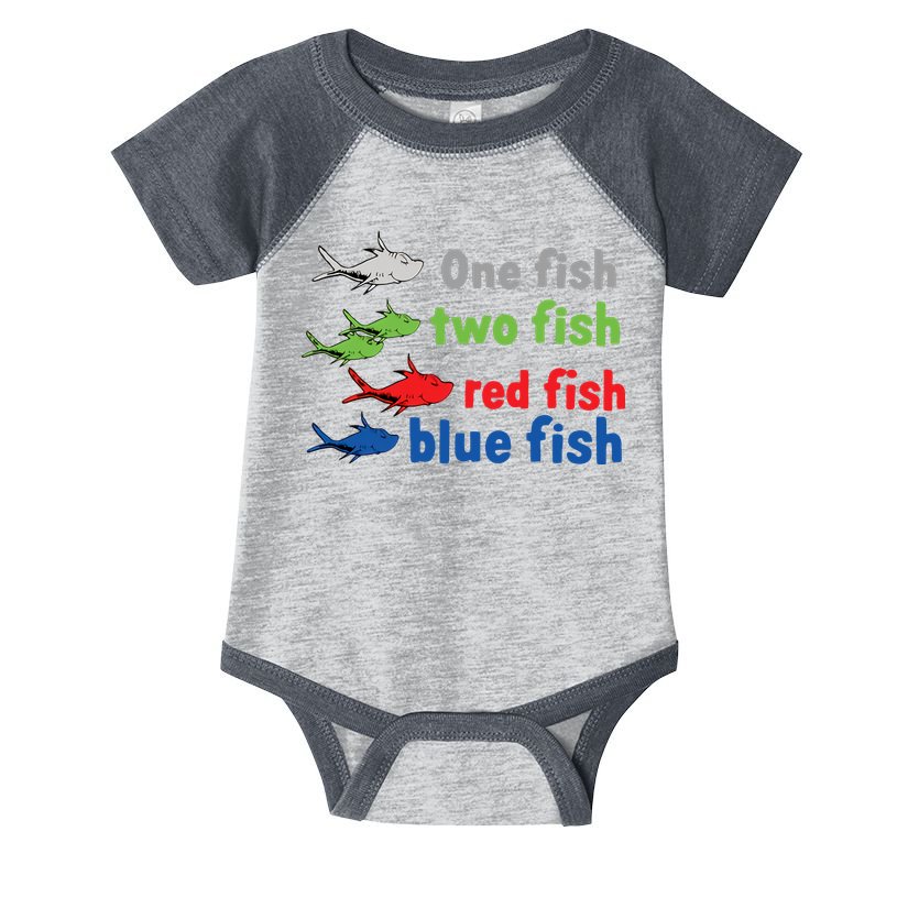 One Fish Two Fish Red Fish Blue Fish Teacher Reading Week Infant Baby Jersey Bodysuit