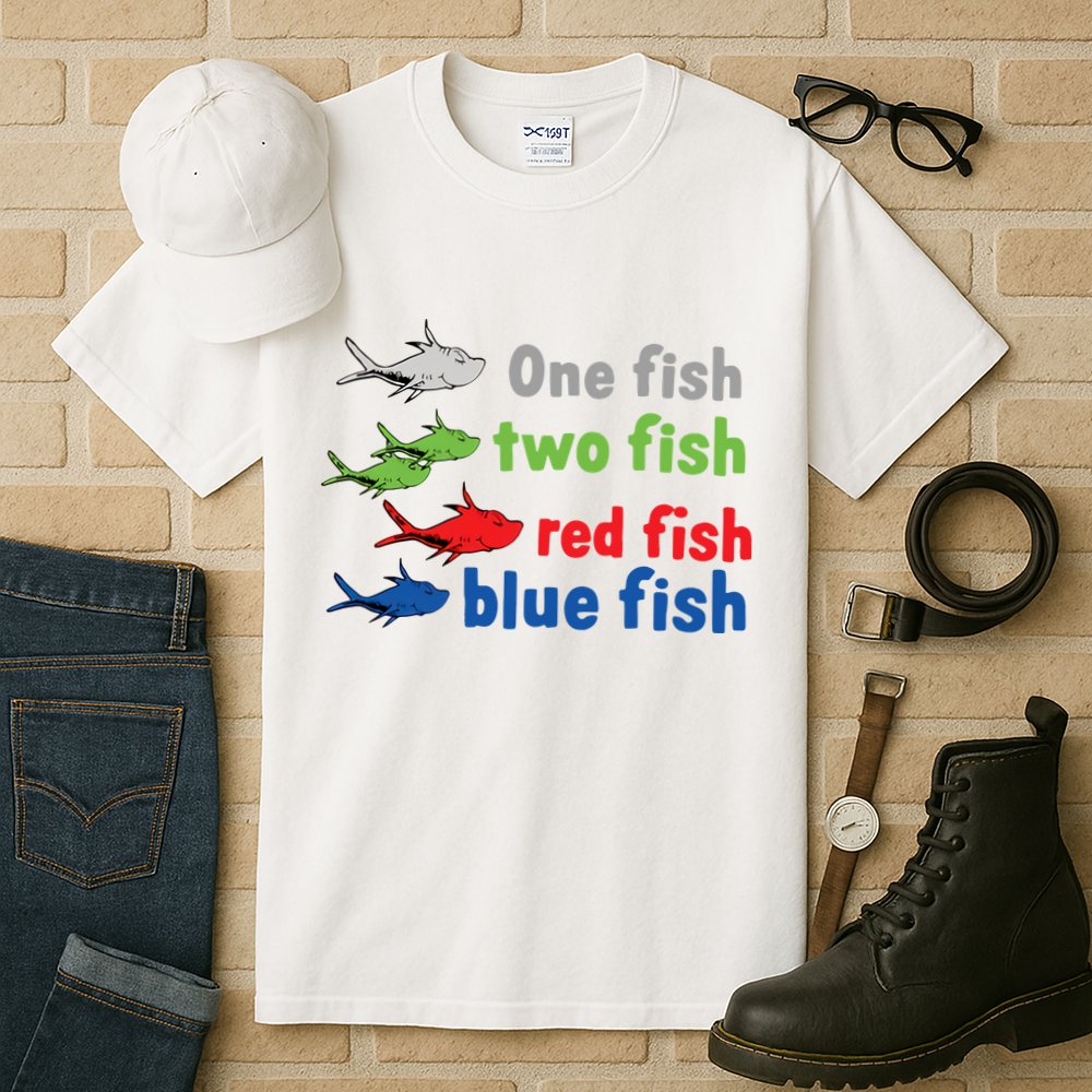 One Fish Two Fish Red Fish Blue Fish Teacher Reading Week Tall T-Shirt