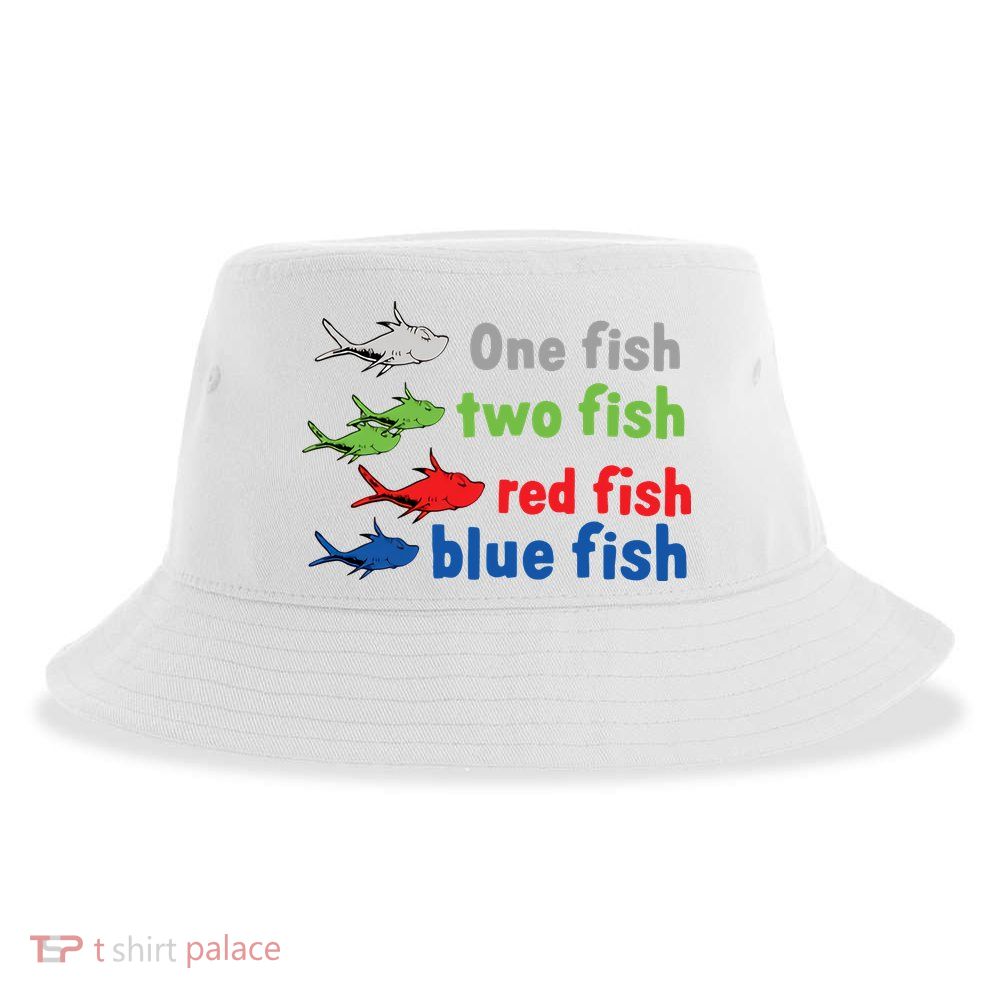 One Fish Two Fish Red Fish Blue Fish Teacher Reading Week Sustainable Bucket Hat