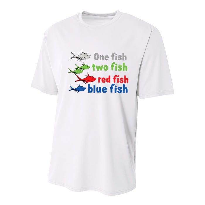 One Fish Two Fish Red Fish Blue Fish Teacher Reading Week Youth Performance Sprint T-Shirt