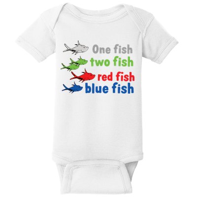One Fish Two Fish Red Fish Blue Fish Teacher Reading Week Baby Bodysuit