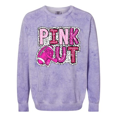 Out Football Tackle Breast Cancer Awareness Dalmatian Colorblast Crewneck Sweatshirt