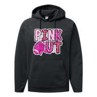 Out Football Tackle Breast Cancer Awareness Dalmatian Performance Fleece Hoodie