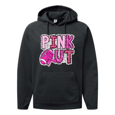 Out Football Tackle Breast Cancer Awareness Dalmatian Performance Fleece Hoodie