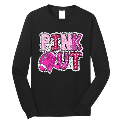 Out Football Tackle Breast Cancer Awareness Dalmatian Long Sleeve Shirt