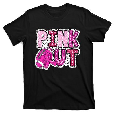 Out Football Tackle Breast Cancer Awareness Dalmatian T-Shirt