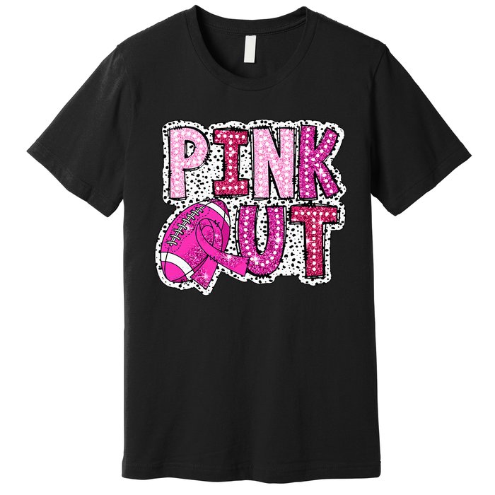 Out Football Tackle Breast Cancer Awareness Dalmatian Premium T-Shirt