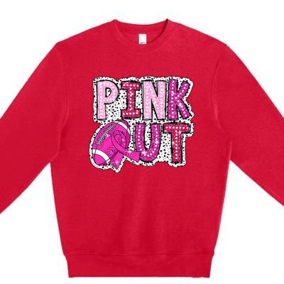 Out Football Tackle Breast Cancer Awareness Dalmatian Premium Crewneck Sweatshirt