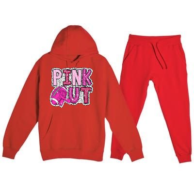 Out Football Tackle Breast Cancer Awareness Dalmatian Premium Hooded Sweatsuit Set