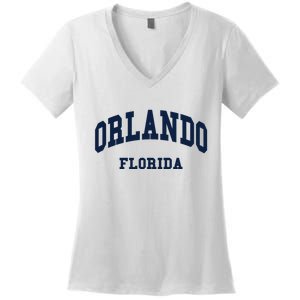 ORLANDO Florida Throwback Design Women's V-Neck T-Shirt