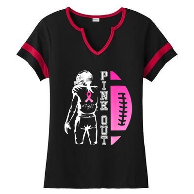 Out Football Team Breast Cancer Awareness Month Ladies Halftime Notch Neck Tee