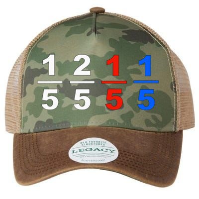 One Fifth Two Fifth Red Fifth Blue Fifth Funny Math Humor Legacy Tie Dye Trucker Hat