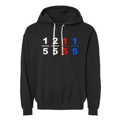 One Fifth Two Fifth Red Fifth Blue Fifth Funny Math Humor Garment-Dyed Fleece Hoodie