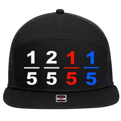 One Fifth Two Fifth Red Fifth Blue Fifth Funny Math Humor 7 Panel Mesh Trucker Snapback Hat