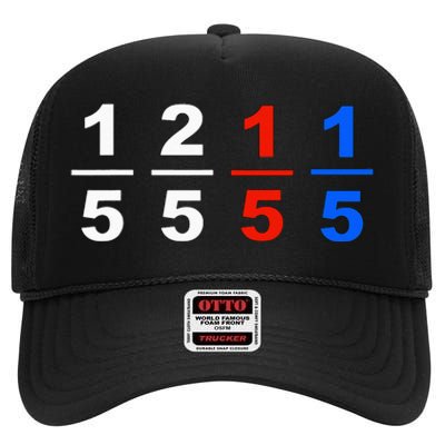 One Fifth Two Fifth Red Fifth Blue Fifth Funny Math Humor High Crown Mesh Back Trucker Hat