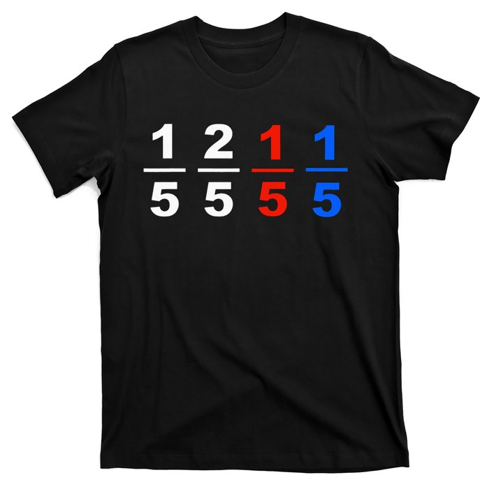 One Fifth Two Fifth Red Fifth Blue Fifth Funny Math Humor T-Shirt