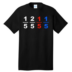 One Fifth Two Fifth Red Fifth Blue Fifth Funny Math Humor Tall T-Shirt