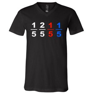 One Fifth Two Fifth Red Fifth Blue Fifth Funny Math Humor V-Neck T-Shirt