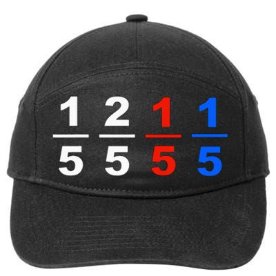 One Fifth Two Fifth Red Fifth Blue Fifth Funny Math Humor 7-Panel Snapback Hat