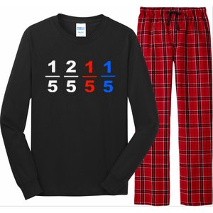 One Fifth Two Fifth Red Fifth Blue Fifth Funny Math Humor Long Sleeve Pajama Set