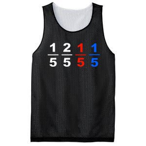 One Fifth Two Fifth Red Fifth Blue Fifth Funny Math Humor Mesh Reversible Basketball Jersey Tank